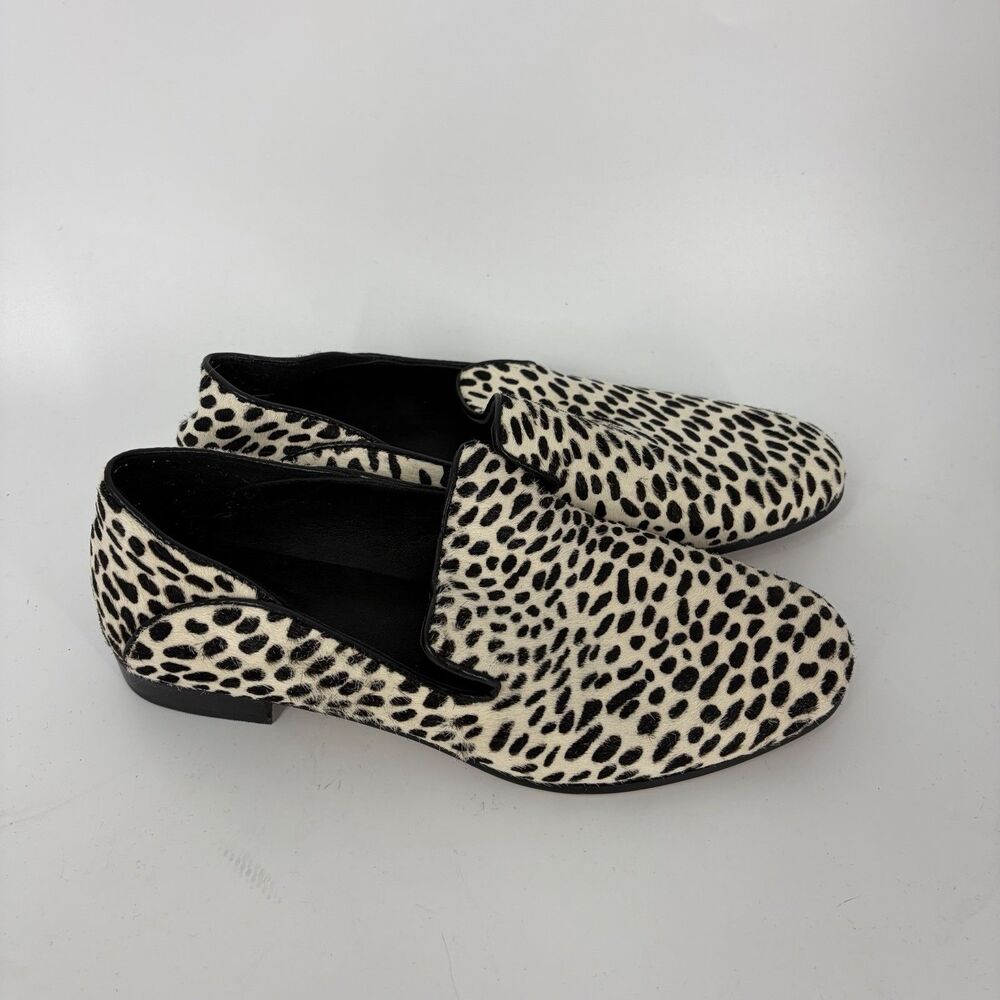 Clarks Pure Viola Shoes Size 6.5 Women Loafer Black White Calf Hair Animal Print